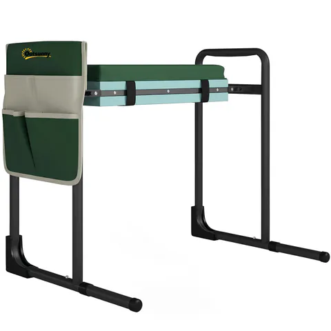 Outsunny Perna și scaun pentru genunchi de grădină, capacitate 150 kg, taburet de grădină cu zonă genunchi căptușită, picioare din oțel extensibile | Aosom Romania