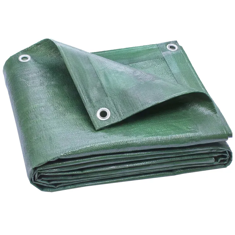 Outsunny Prelată impermeabilă pentru exterior 4x6 m Prelată PE 90 g/m² Protecție UV cu ocheți întăriți pentru lemne, mobilier de grădină, Verde | Aosom Romania