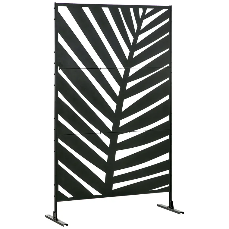 Outsunny Panou de Intimitate pentru Exterior din Metal, 122 x 198 cm, Separator Decorativ cu Suport și Șuruburi de Expansiune, Panou Autoportant pentru Grădină, Terasă, Piscină, Frunză de Bananier | Aosom Romania