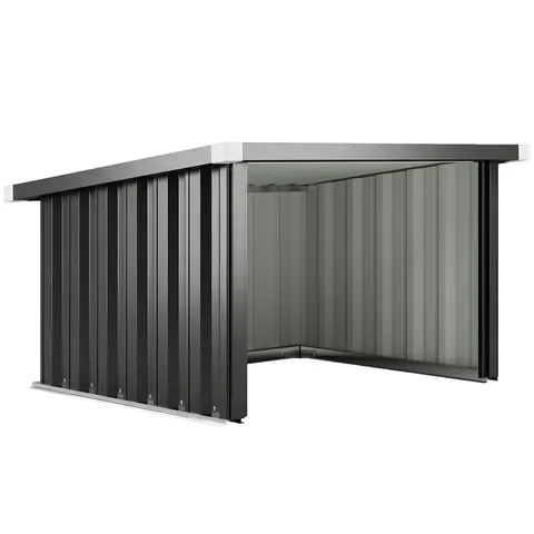 Outsunny Garaj pentru Robot de Tuns Iarba cu Acoperiș Înclinat, Adăpost din Oțel Galvanizat pentru Depozitare, Ușor de Asamblat, 108 x 86 x 62.5 cm, Gri Închis | Aosom Romania