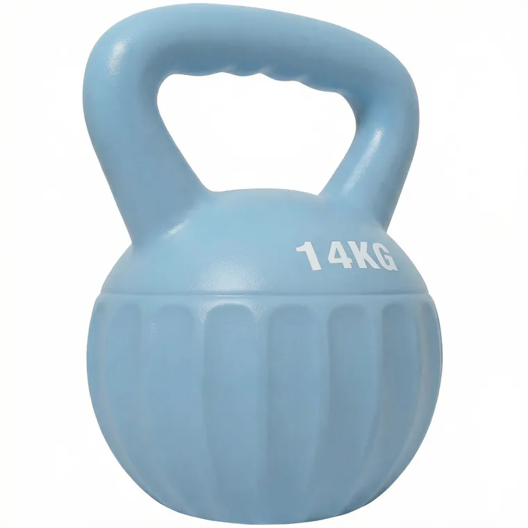 SPORTNOW Kettlebell 14 kg, ganteră cu mâner antiderapant, kettlebell rotund, culturism, antrenament, pentru sală, albastru | Aosom Romania