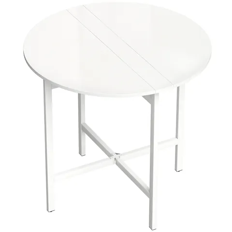 HOMCOM Masă de sufragerie pliabilă, masă de bucătărie rotundă Ø 80 cm pentru 4 persoane cu 2 extensii, picioare din oțel, alb | Aosom Romania
