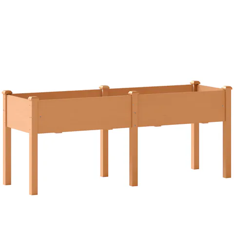 Outsunny Pat de grădină urban ridicat din lemn 184x59x76,5 cm cu 6 orificii de drenaj pentru cultivare plante flori Maro | Aosom Romania