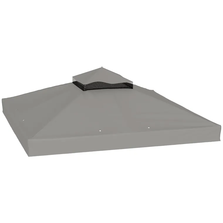 Outsunny Prelată pentru tonelă 3 x 3 m prelată de schimb cu 2 niveluri protecție UPF30+ orificii de scurgere gri | Aosom Romania
