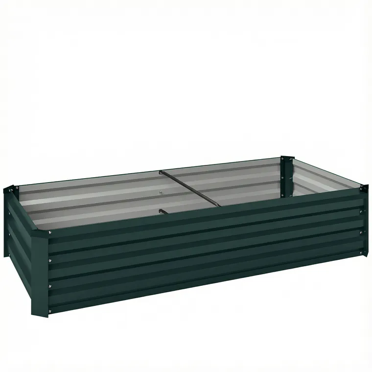 Outsunny Ghiveci dreptunghiular pentru grădină din oțel galvanizat margine de siguranță și fund deschis 150x70x30cm verde | Aosom Romania