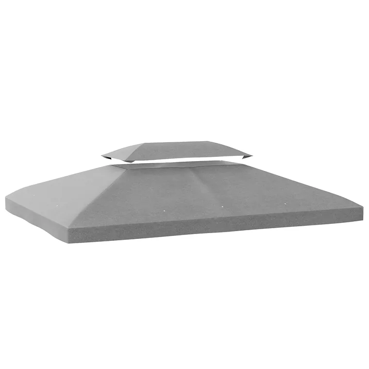 Outsunny Prelată de Schimb 4x3 m cu Acoperiș Dublu Orificii de Scurgere și Protecție UV Doar Prelată NU Include Cadru Gri Deschis | Aosom Romania