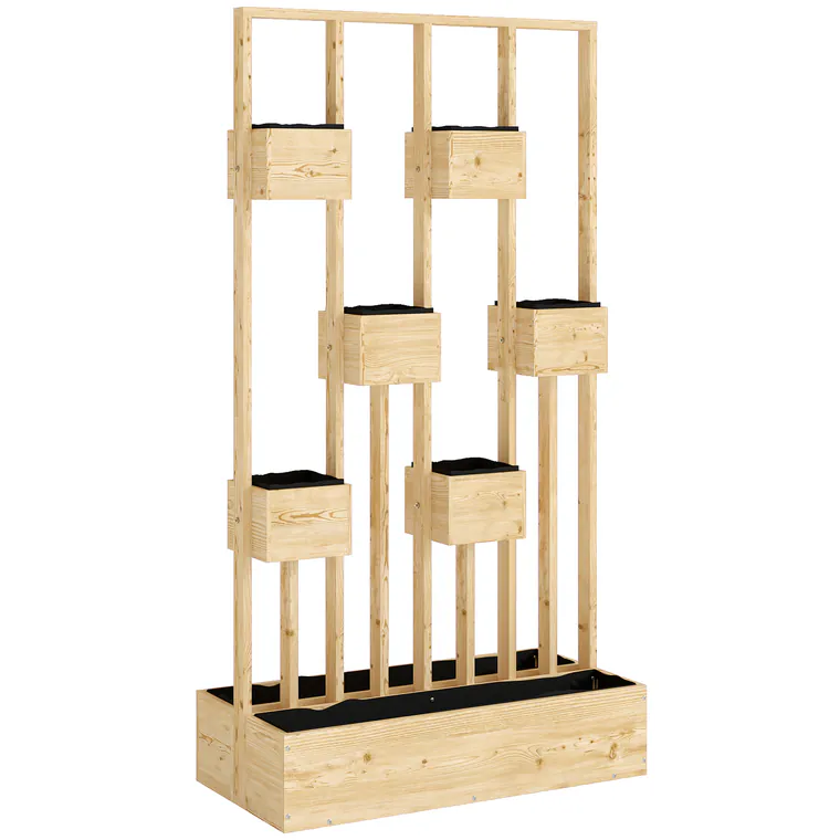 Outsunny Pat înălțat cu spalier, jardiniere din lemn, ghiveci 90 x 45 x 170 cm | Aosom Romania