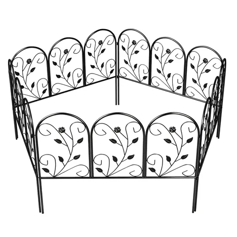 Outsunny Gard de grădină din metal 80 x 60 cm, set grilaj decorativ cu suport pentru grădină, paturi cu flori, barieră pentru animale, Negru | Aosom Romania