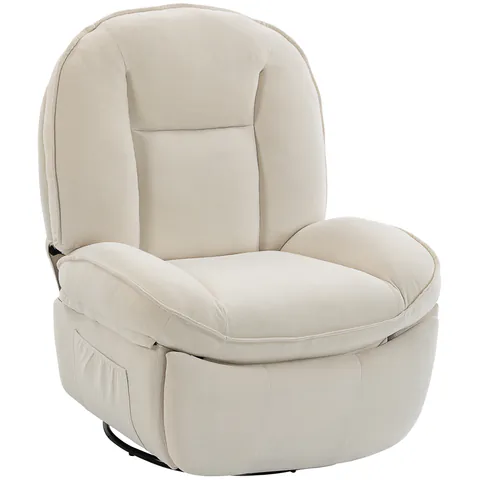 HOMCOM Fotoliu recliner, fotoliu rotativ cu funcție de balans și șezlong, șezut adânc, pernuță spate groasă, montaj ușor, crem | Aosom Romania