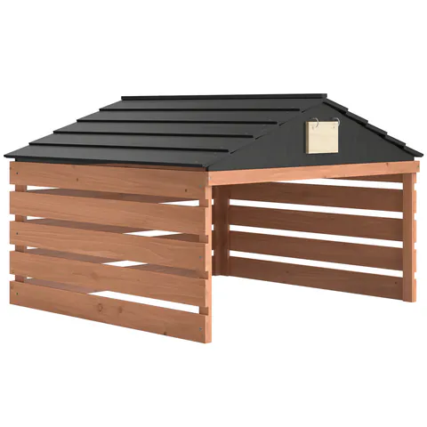 Outsunny Garaj pentru robot de tuns din lemn, adăpost cu acoperiș în două ape, rezistent la intemperii, adăpost pentru mașina de tuns, 79 x 74 x 54 cm, roșu-maron | Aosom Romania