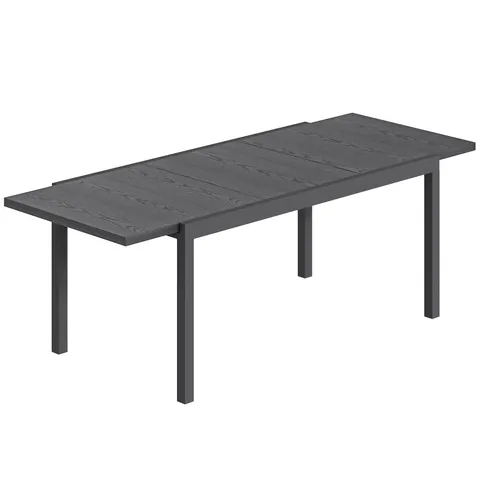 Outsunny Masă de Grădină Extensibilă Blat Aluminiu Efect Lemn Picioare Reglabile 8-10 Persoane 214x85x75cm Gri Antracit | Aosom Romania