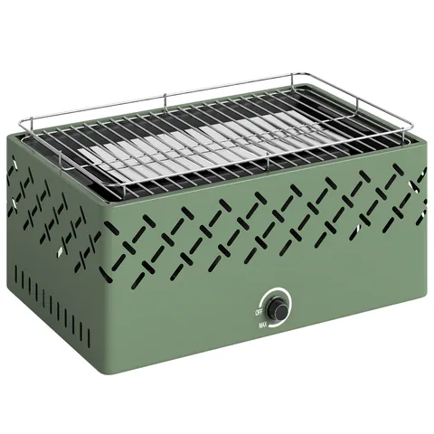 Outsunny Grătar Portabil pe Cărbune cu Ventilator Integrat pentru Exterior, Verde Deschis | Aosom Romania