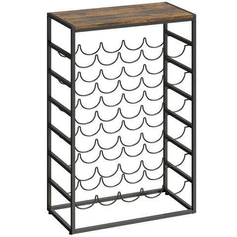 HOMCOM Suport pentru 30 sticle, raft pentru vin cu 6 niveluri, stil industrial, 59x30x88,5cm, maro rustic | Aosom Romania