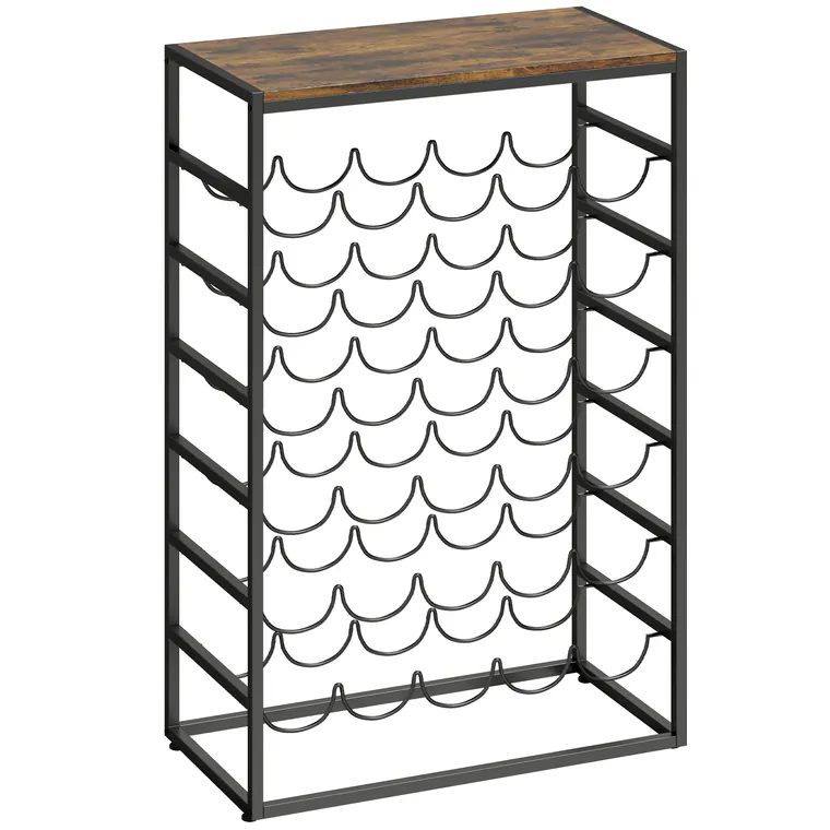 HOMCOM Suport pentru 30 sticle, raft pentru vin cu 6 niveluri, stil industrial, 59x30x88,5cm, maro rustic | Aosom Romania