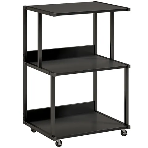 HOMCOM Suport pentru Imprimantă cu 3 Niveluri, Tavă Industrială Metalică pentru Birou, Negru | Aosom Romania