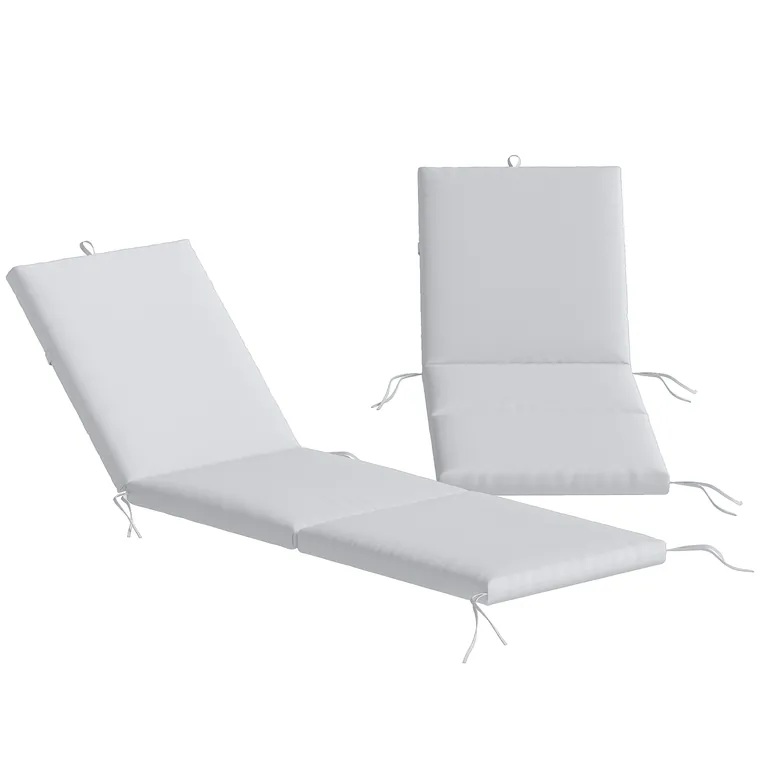 Outsunny Set de 2 perne pentru șezlong cu 5 curele și mâner integrat, pentru plajă balcon grădină, 182x53x6cm, Gri deschis | Aosom Romania