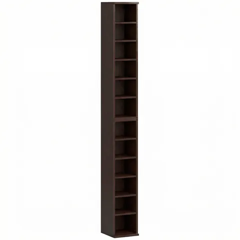 HOMCOM Set de 2 etajere coloane dulap de depozitare CD-DVD 12 compartimente 21 x 22,5 x 88,5 cm capacitate 204 CD-uri maro | Aosom Romania