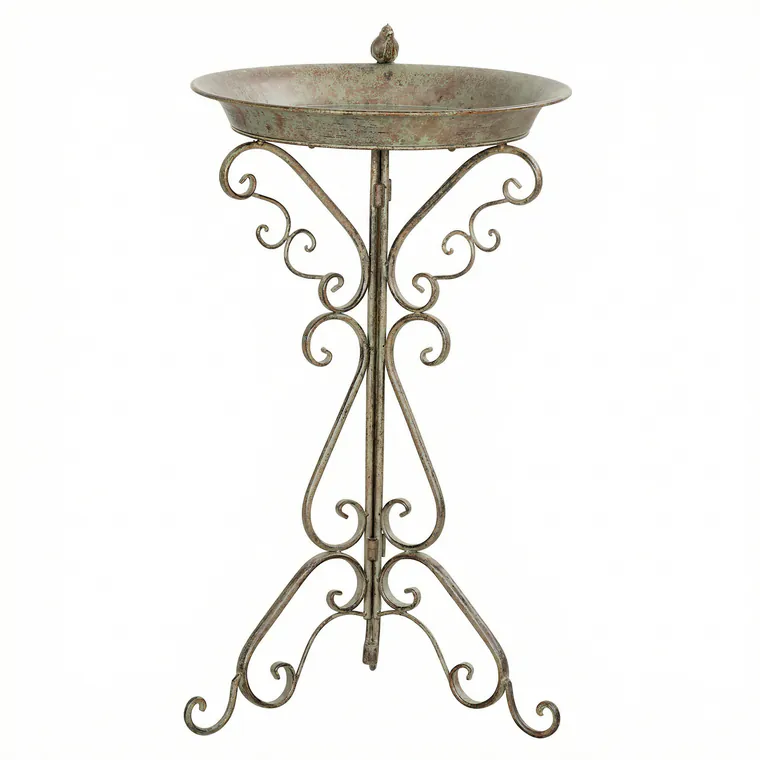 Outsunny Fântână pentru păsări cu statuetă de pasăre și suport decorativ, bol vintage pentru grădină, Verde | Aosom Romania