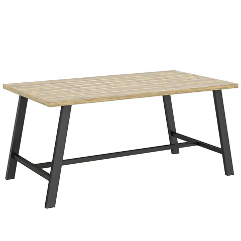 Outsunny Masă de cafea pentru exterior, masă laterală metalică dreptunghiulară cu blat cu aspect de lemn, 100 x 55 cm, Maro | Aosom Romania