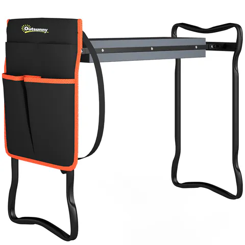 Outsunny Taburet de grădină pliabil cu pernă EVA Scaun de grădină cu geantă pentru unelte la talie Sarcină 150kg | Aosom Romania