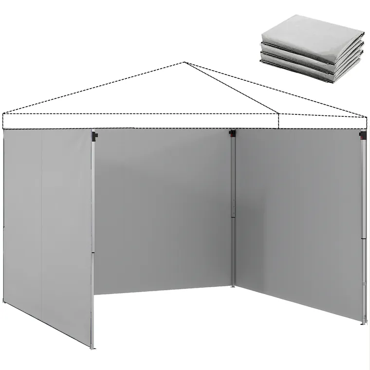 Outsunny Set de 3 piese panouri laterale cu fermoar pentru pavilion 3 x 3 m, gri deschis | Aosom Romania