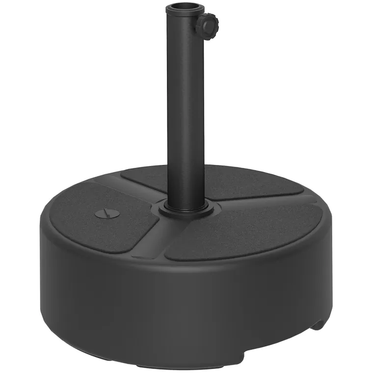 Outsunny Suport umbrelă din HDPE umplabil 18kg/20kg cu nisip/apă, rotund Negru | Aosom Romania