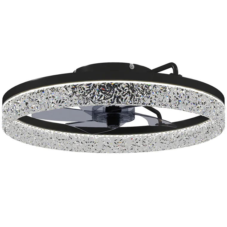 HOMCOM Ventilator de tavan cu lumină, ventilator LED de tavan dimabil cu telecomandă pentru dormitor și living, Negru | Aosom Romania