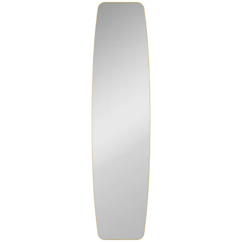 HOMCOM Oglindă mare de perete ovală 160 x 40 cm, oglindă suspendată modernă, cadru din metal și lemn, gata de agățat, auriu | Aosom Romania