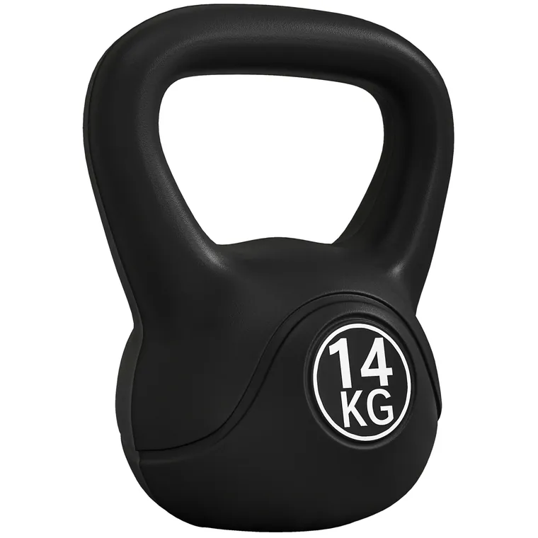 HOMCOM Kettlebell 14 kg, ganteră cu mâner ergonomic, bilă, musculație, antrenament, 27 x 21 x 31 cm negru | Aosom Romania
