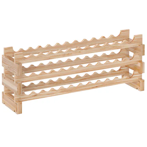 HOMCOM Suport pentru 36 sticle, etajeră pentru vin cu 3 niveluri modulare, 114×28×42,5cm, lemn natural | Aosom Romania