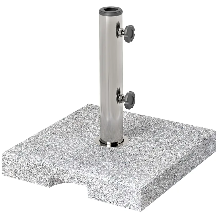 Outsunny Bază pentru Umbrelă din Granit 21 kg, Bază Pătrată pentru Umbrele de Exterior cu Mânere și 2 Butoane Reglabile, Ideală pentru Grădină, Patio, Marginea Piscinei, Gri | Aosom Romania