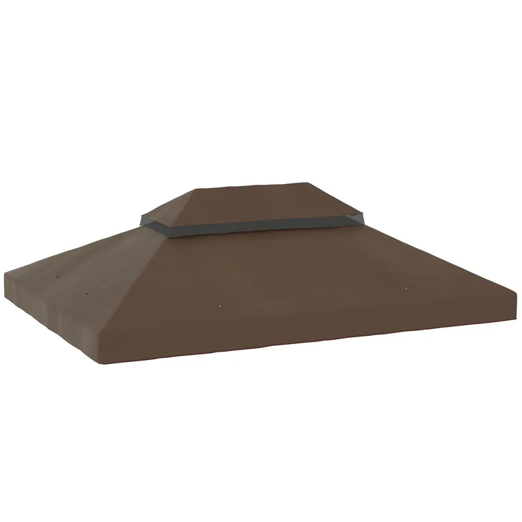 Outsunny Acoperiș de Schimb pentru Foișor 4x3 m cu 2 Niveluri pentru Grădină, Acoperire Rezistentă la Apă din Material Oxford 370g/㎡ Anti-UV 30+ cu Orificii de Drenaj, Cafeniu | Aosom Romania
