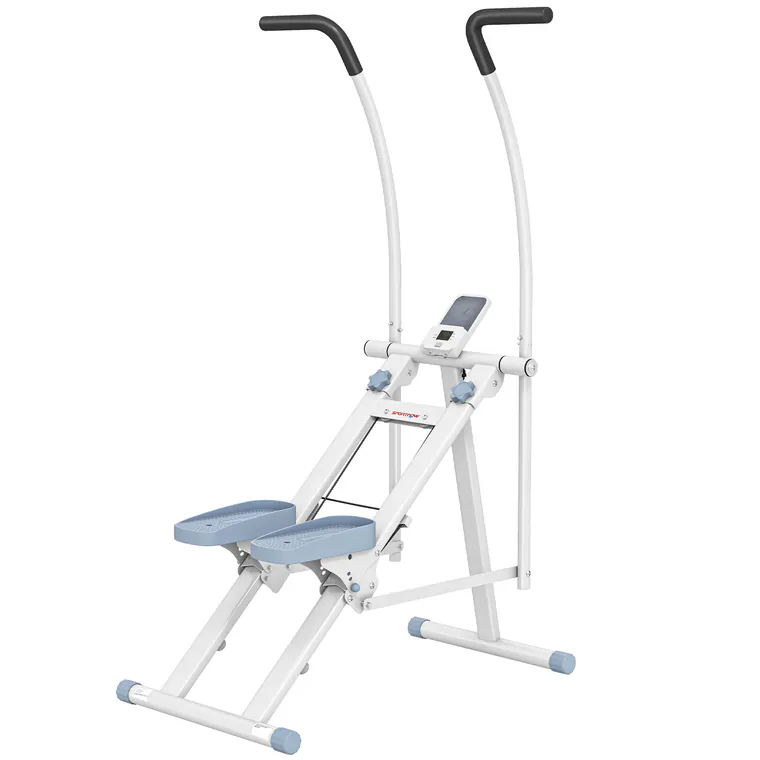 SPORTNOW Stepper pentru scări pliabil climber/stairmaster pentru exerciții acasă pedale reglabile ecran LCD 85x80x142cm alb | Aosom Romania
