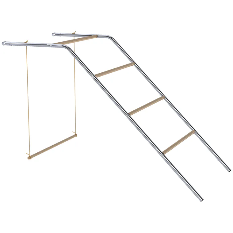 PawHut Bară de cocoțare pentru găini pe 5 nivele din lemn de pin și oțel, scară și leagăn, 82 x 150 x 110 cm, argintiu | Aosom Romania