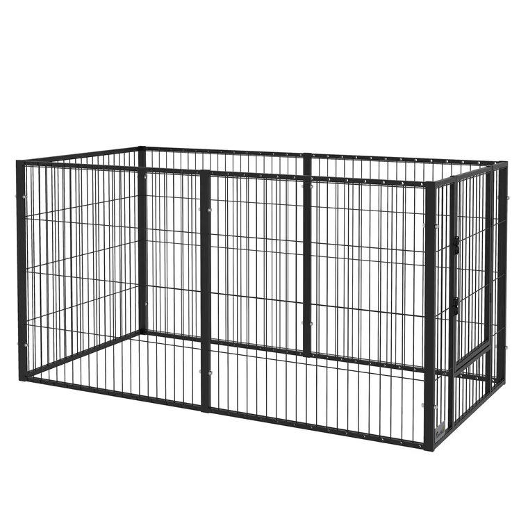 PawHut Parc pentru câini cu 6 panouri Reglabil Gard metalic pentru animale de companie cu cadru din oțel 82,5-150x79x81 cm Negru | Aosom Romania