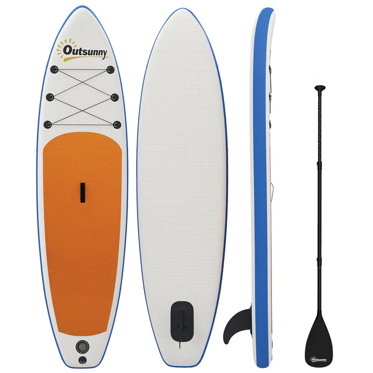 Outsunny Set Placă Stand Up Paddling gonflabilă 305 cm SUP cu vâslă din aluminiu, aripă detașabilă, lesă pentru gleznă | Aosom Romania