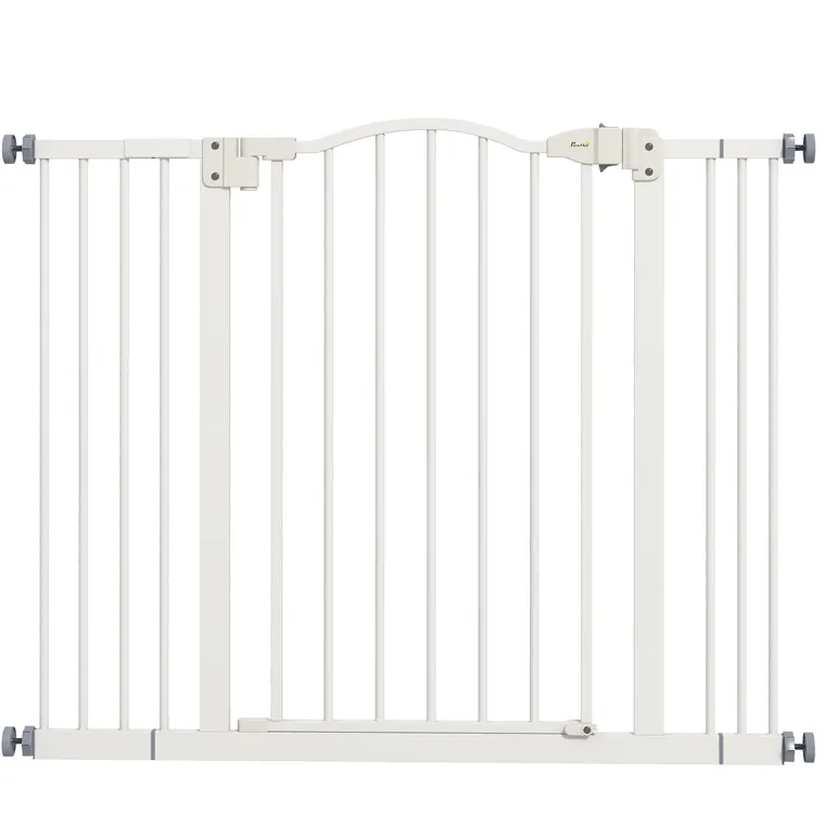 PawHut Poartă Extensibilă pentru Câini fără Șuruburi, Poartă de Siguranță Reglabilă, 94-100x78 cm, Alb | Aosom Romania