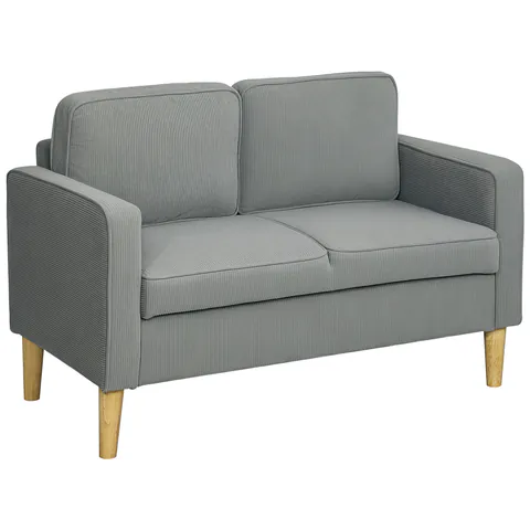 HOMCOM Canapea 2 locuri cu spațiu de depozitare și picioare solide din lemn, pentru living, dormitor, 117 x 63 x 79 cm, Gri deschis | Aosom Romania