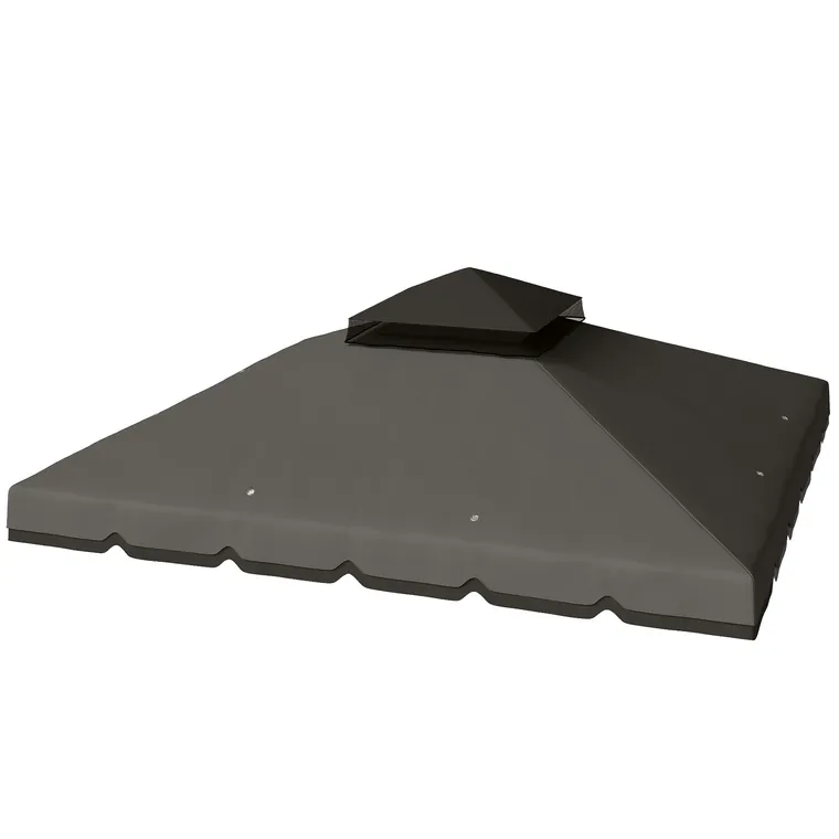 Outsunny Acoperiș de Rezervă pentru Pavilion 3x3 m de Grădină, Husă pentru Pavilion cu Două Nivele Rezistentă la Apă din Țesătură 180g/㎡ Anti-UV 30+ cu 8 Orificii de Drenaj, Gri | Aosom Romania