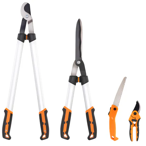 Outsunny Set de Grădinărit 4 Piese cu Foarfecă, Foarfece de Tăiat Crengi, Foarfece de Tuns și Fierăstrău Pliabil | Aosom Romania