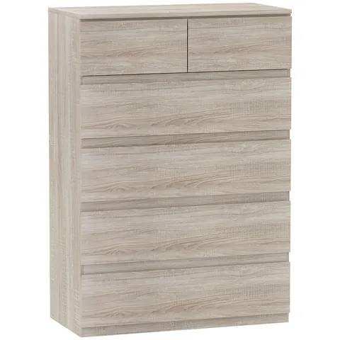 HOMCOM Comodă 6 sertare, mobilier de depozitare fără mânere design minimalist 80 x 39 x 115 cm lemn natural | Aosom Romania
