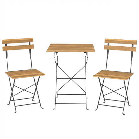 Outsunny Set mobilier de grădină bistro 3 piese, 2 scaune pliabile, masă pătrată din lemn de acacia, 55x55x71cm, natural | Aosom Romania