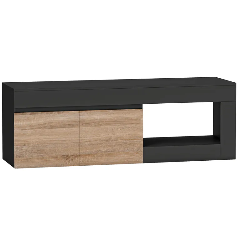 HOMCOM Comodă TV 2 uși pentru televizoare de până la 152,4 cm, mobilier TV cu dulap și poliță deschisă, negru | Aosom Romania