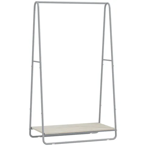 HOMCOM Cuier 3-în-1 cu raft pentru încălțăminte, bare superioare și laterale, structură metalică, natural și gri | Aosom Romania