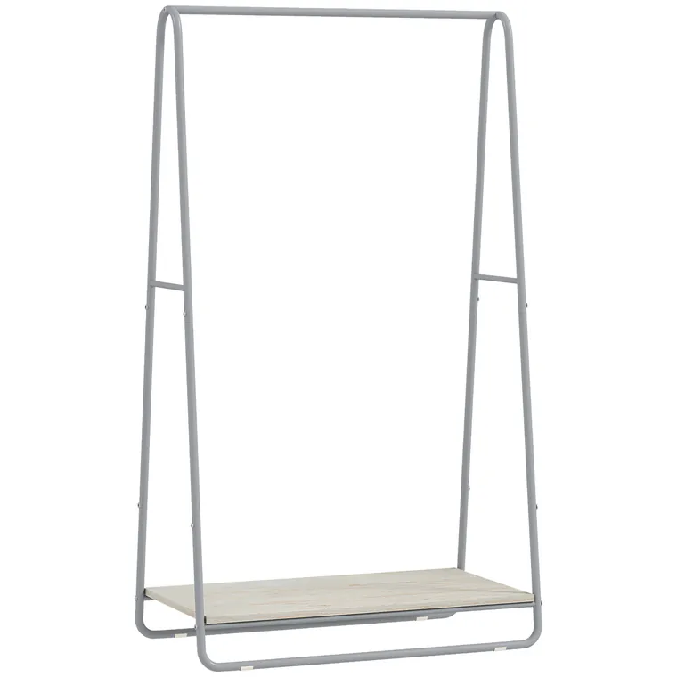 HOMCOM Cuier 3-în-1 cu raft pentru încălțăminte, bare superioare și laterale, structură metalică, natural și gri | Aosom Romania