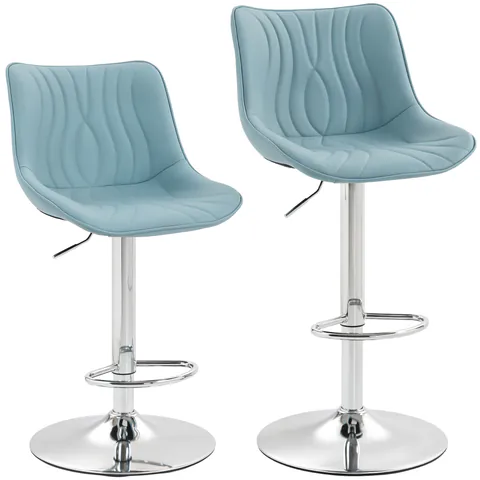 HOMCOM Set de 2 taburete de bar, scaune de bar structură din oțel înălțime reglabilă 92-110 cm, spătar suport pentru picioare albastru închis | Aosom Romania