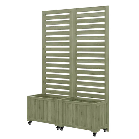 Ghiveci cu spalier, 2 jardiniere mari și 2 spalieri de grădină ca suport pentru plante cățărătoare, 102,5x32x152,5 cm, Verde