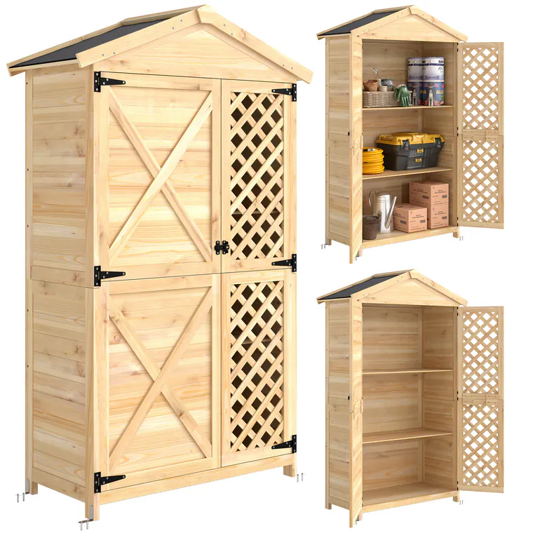 Outsunny Dulap de Exterior: Căsuță de Grădină cu Ușă Ventilată și Kit Anti-Răsturnare. | Aosom Romania