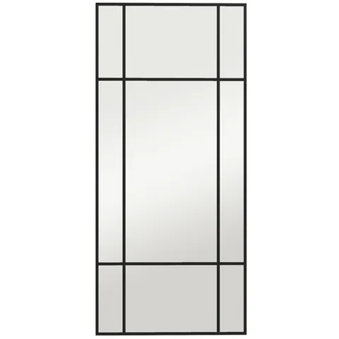 HOMCOM Oglindă de Perete Stil Fereastră Montaj Vertical Orizontal 110x50cm Negru | Aosom Romania