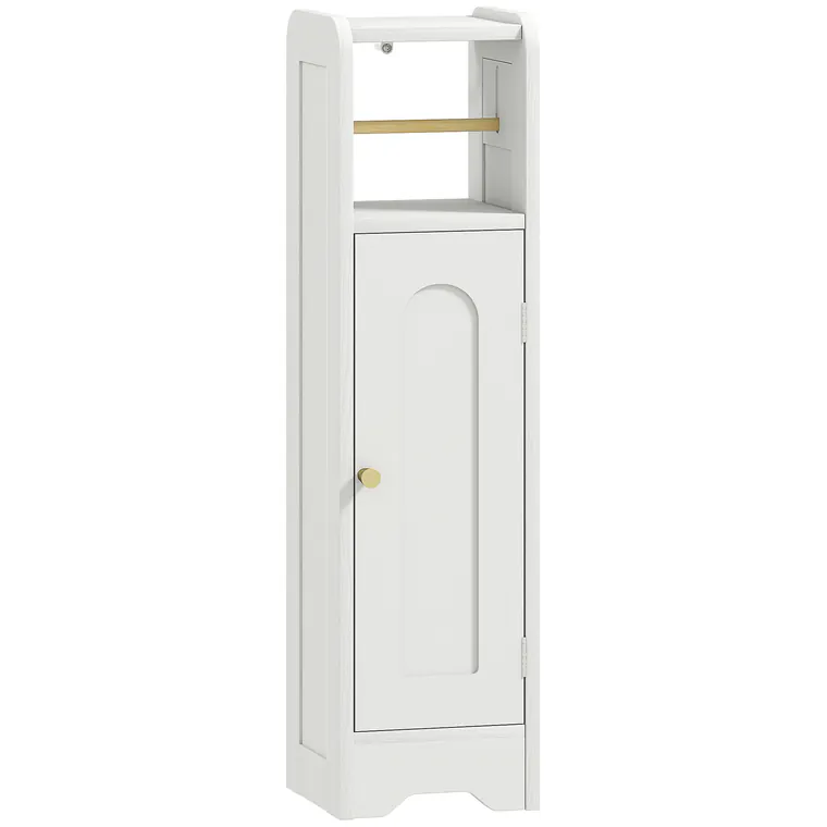 HOMCOM Dulap Compact pentru Baie cu Suport Hârtie Igienică - Alb | Aosom Romania